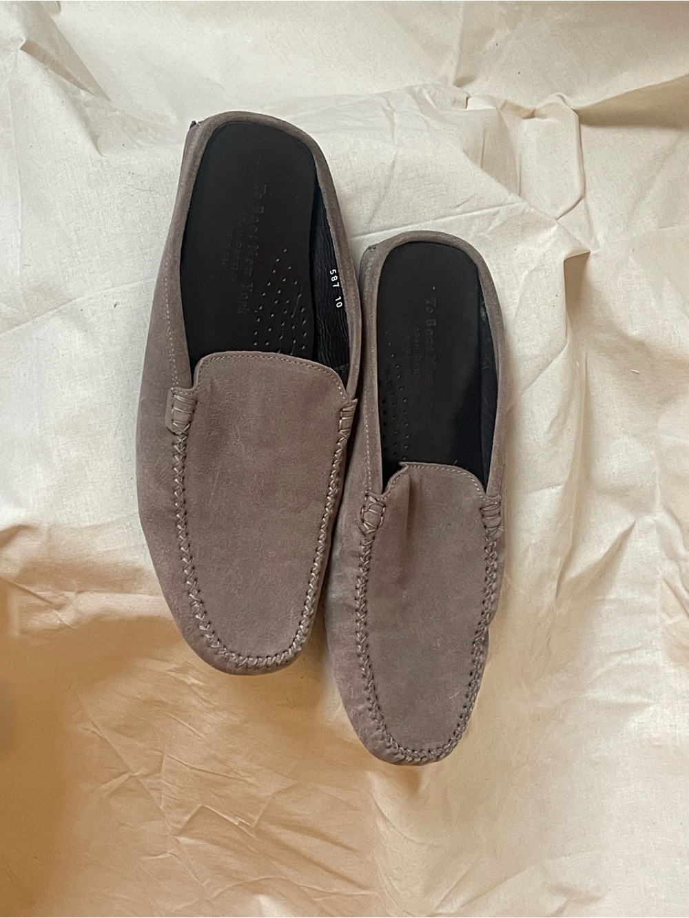 To Boot New York Taupe Suede Slip-On Loafers